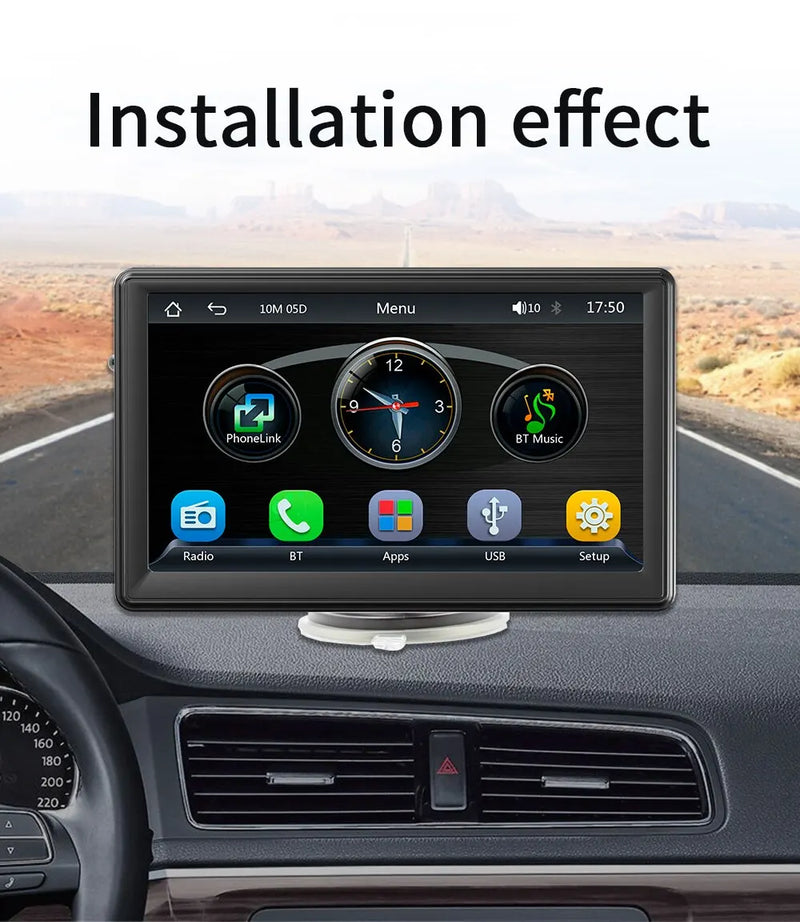 Rádio Multimídia Universal para Carro 7" - Player de Vídeo com CarPlay Sem Fio e Android Auto Sem Fio, Tela Sensível ao Toque, B500 Visor Solar